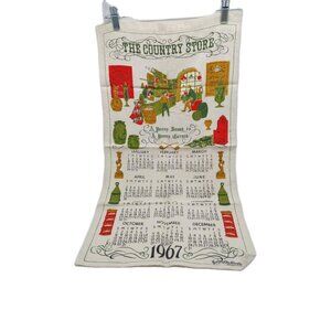 The Country Store Linen Calendar 1967 Tea Towel 15"x28" A Penny Saved Is A Penny